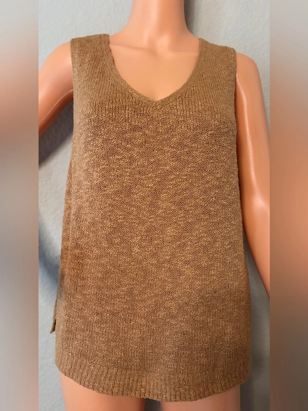J.Crew NWT Women’s Brown V-Neck Sweater Vest Size L Cotton Blend